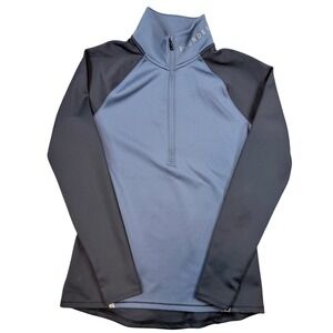 Under Armour ColdGear Womens Medium Blue Black Colorblock 1/4 Zip Pullover Top